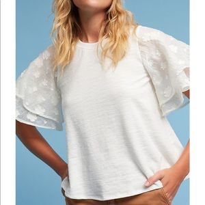 Anthropologie Eri + Ali Vernal Flutter Sleeve Top